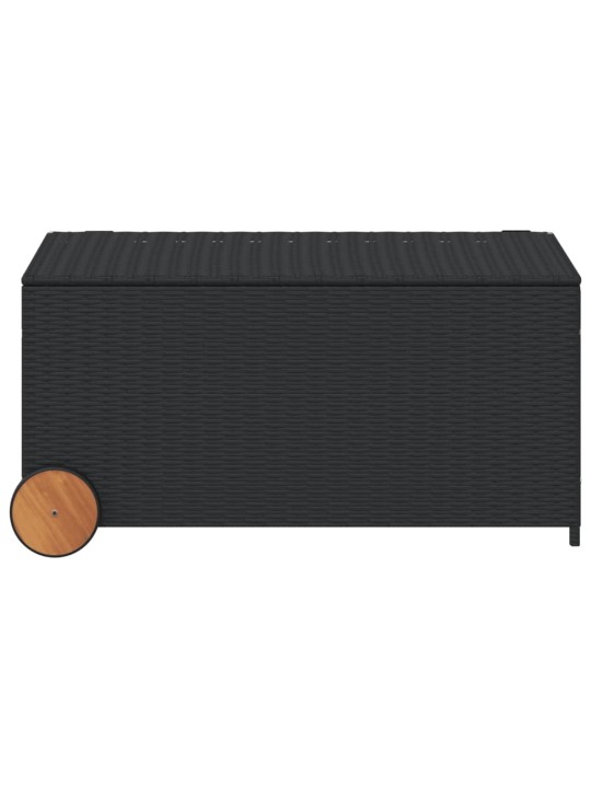 Zahradní úložný box s kolečky černý 190 l polyratan
