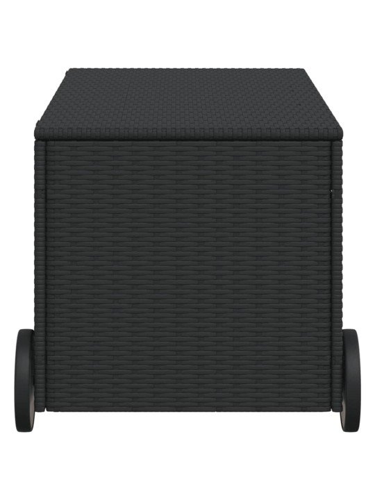 Zahradní úložný box s kolečky černý 190 l polyratan