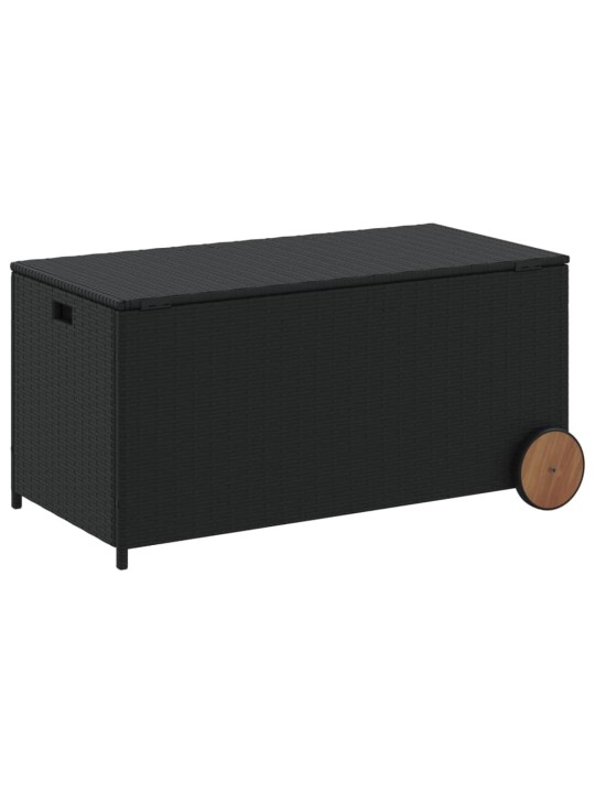 Zahradní úložný box s kolečky černý 190 l polyratan