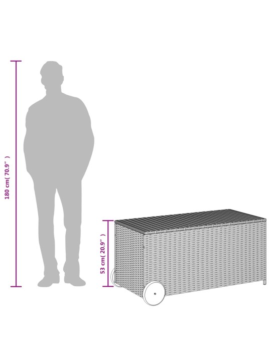 Zahradní úložný box s kolečky černý 190 l polyratan