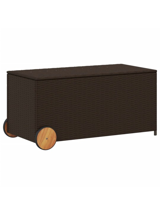 Zahradní úložný box s kolečky hnědý 190 l polyratan
