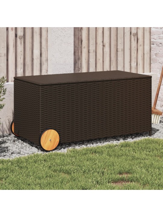 Zahradní úložný box s kolečky hnědý 190 l polyratan