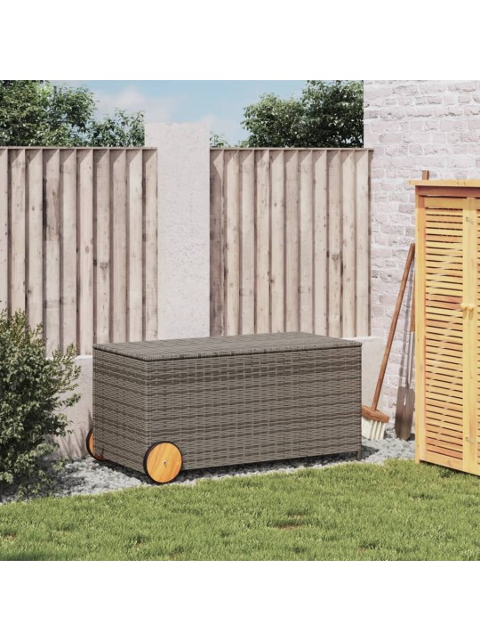Zahradní úložný box s kolečky šedý 190 l polyratan