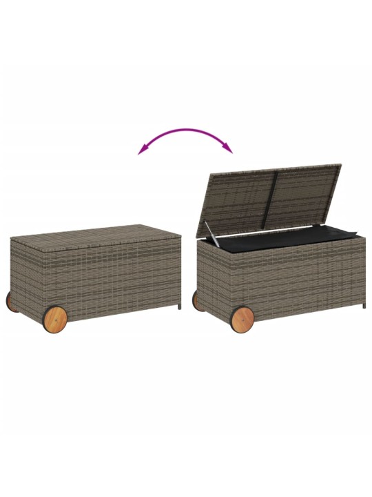 Zahradní úložný box s kolečky šedý 190 l polyratan