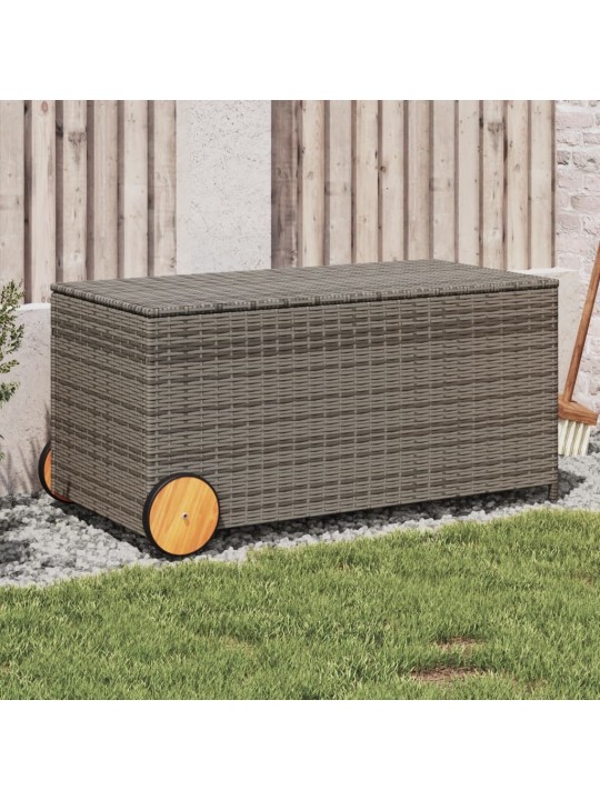 Zahradní úložný box s kolečky šedý 190 l polyratan
