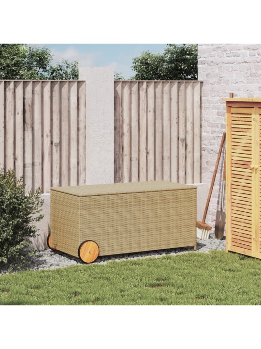 Zahradní úložný box s kolečky mix béžové 190 l polyratan