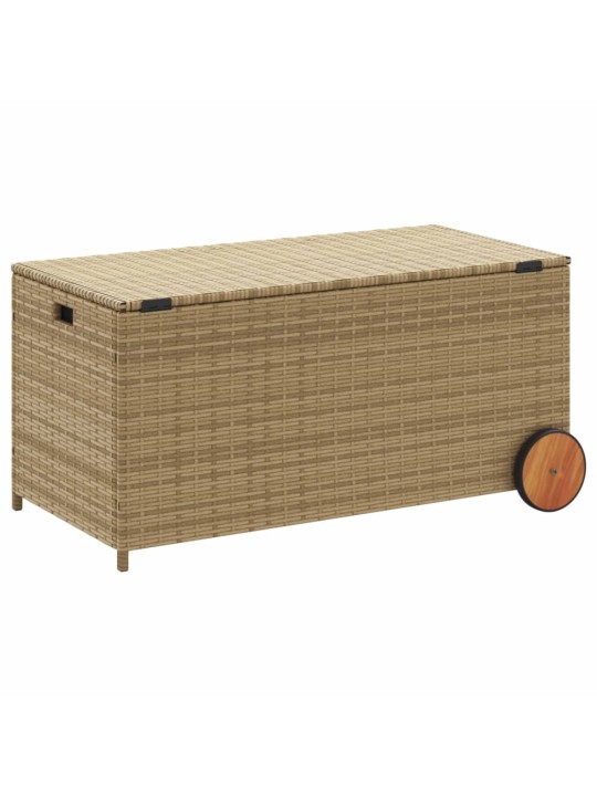 Zahradní úložný box s kolečky mix béžové 190 l polyratan