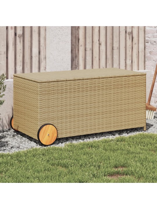 Zahradní úložný box s kolečky mix béžové 190 l polyratan