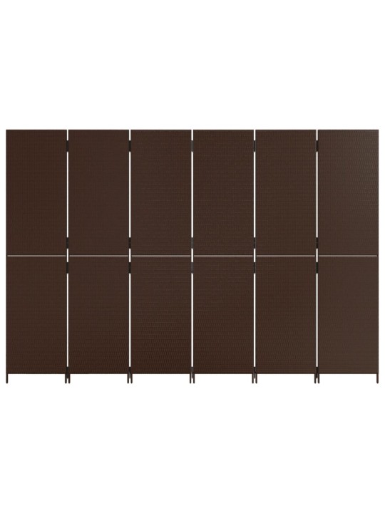 Dělicí stěna 6 panelů hnědá polyratan