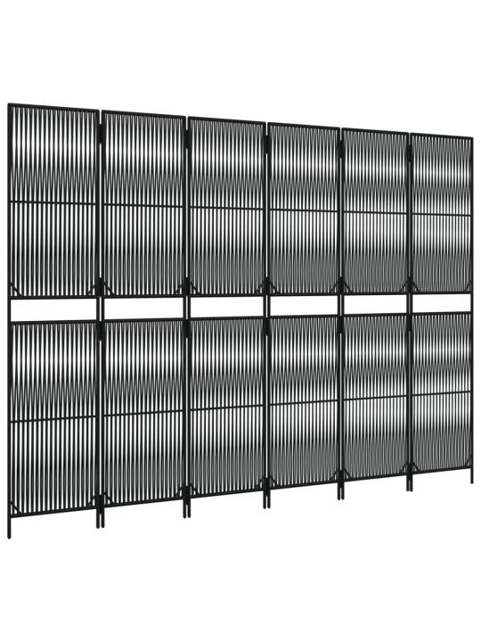 Dělicí stěna 6 panelů černá polyratan