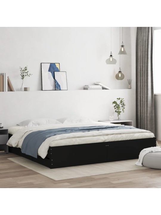 Rám postele se zásuvkami černý 200 x 200 cm kompozitní dřevo