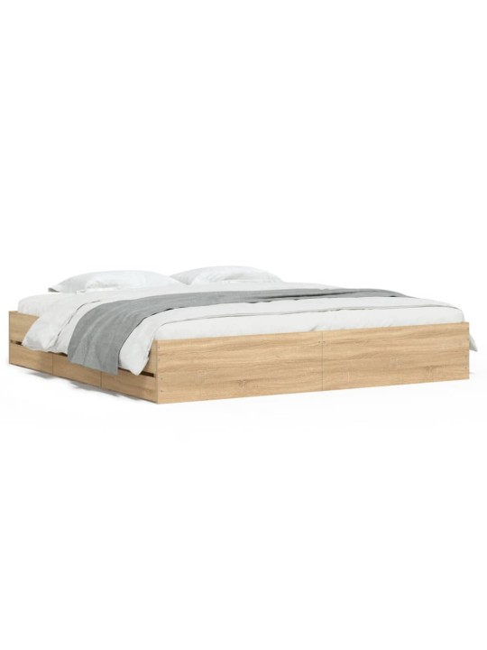 Rám postele se zásuvkami dub sonoma 200x200 cm kompozitní dřevo