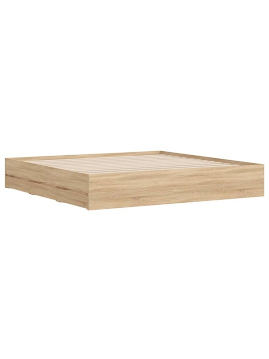 Rám postele se zásuvkami dub sonoma 200x200 cm kompozitní dřevo