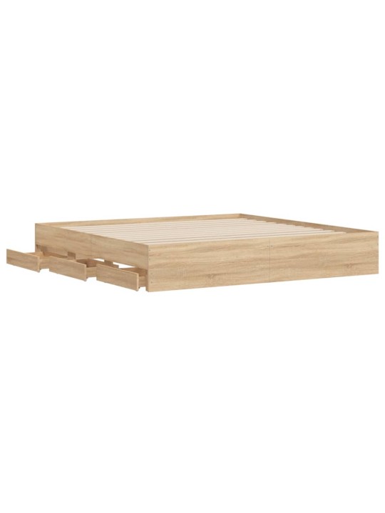Rám postele se zásuvkami dub sonoma 200x200 cm kompozitní dřevo