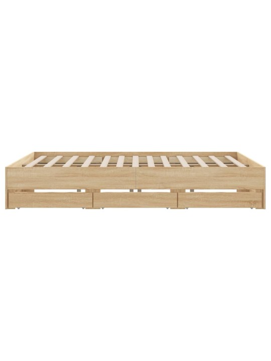 Rám postele se zásuvkami dub sonoma 200x200 cm kompozitní dřevo