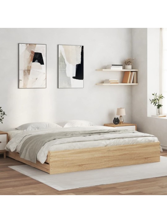 Rám postele se zásuvkami dub sonoma 200x200 cm kompozitní dřevo