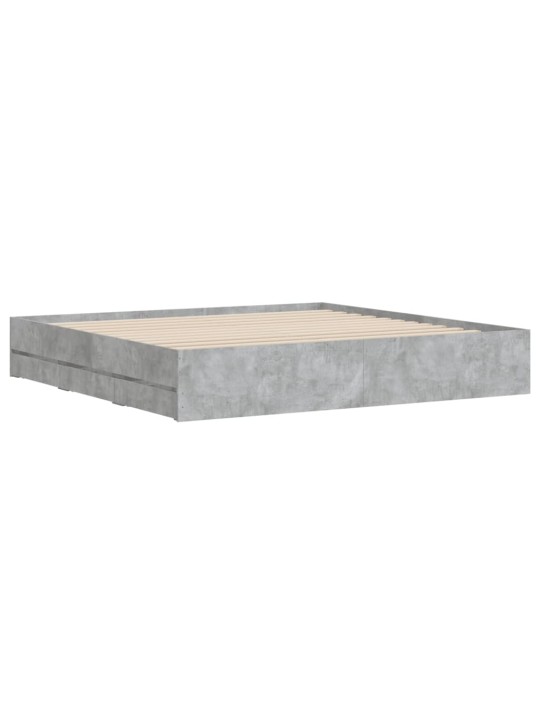 Rám postele se zásuvkami betonově šedý 200 x 200 cm kompozit