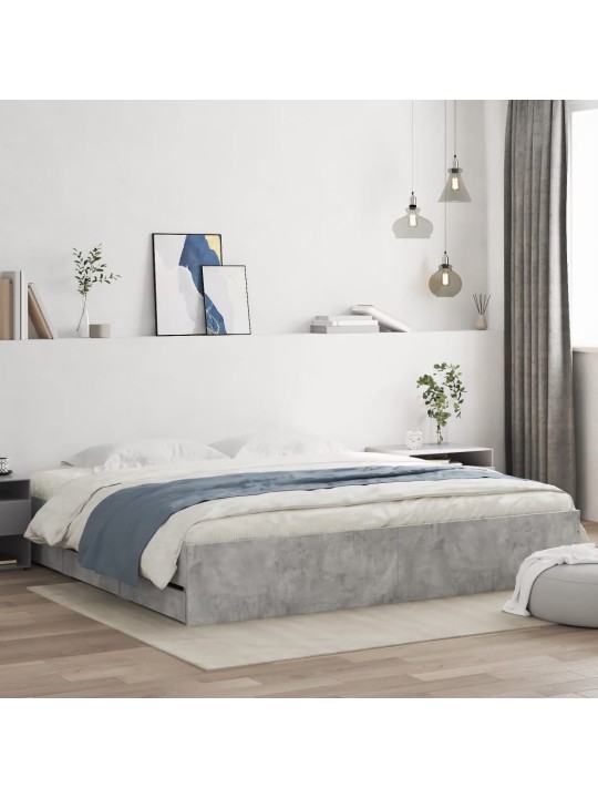Rám postele se zásuvkami betonově šedý 200 x 200 cm kompozit