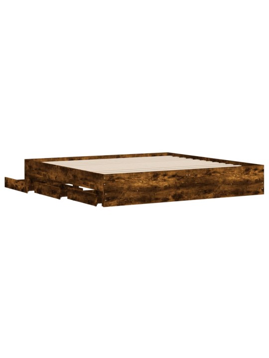 Rám postele se zásuvkami kouřový dub 200 x 200 cm kompozit
