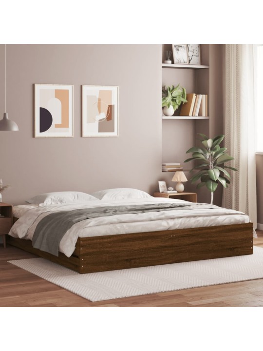 Rám postele se zásuvkami hnědý dub 200x200 cm kompozitní dřevo