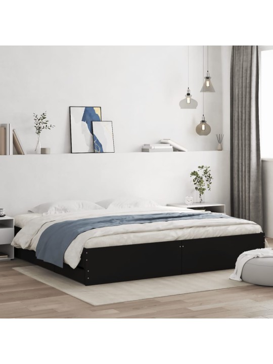 Rám postele se zásuvkami černý 180 x 200 cm kompozitní dřevo
