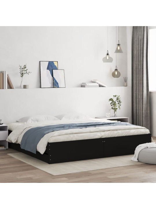 Rám postele se zásuvkami černý 160 x 200 cm kompozitní dřevo