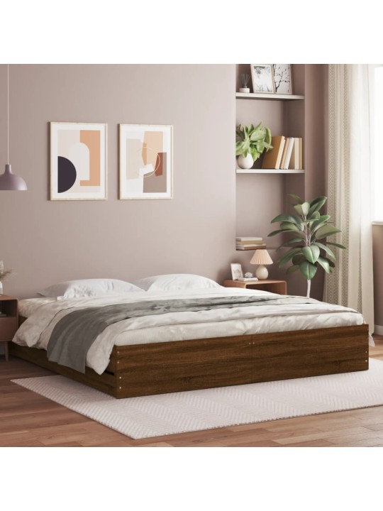 Rám postele se zásuvkami hnědý dub 160x200 cm kompozitní dřevo