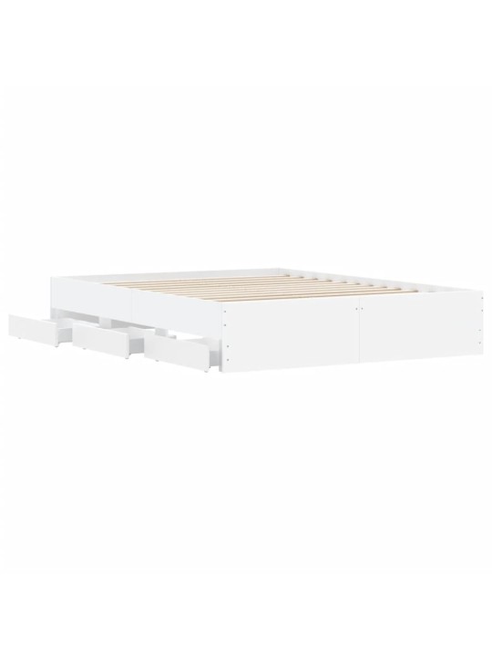 Rám postele se zásuvkami bílý 150 x 200 cm kompozitní dřevo