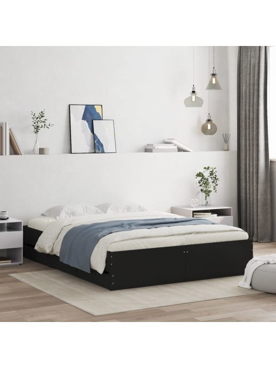 Rám postele se zásuvkami černý 150 x 200 cm kompozitní dřevo