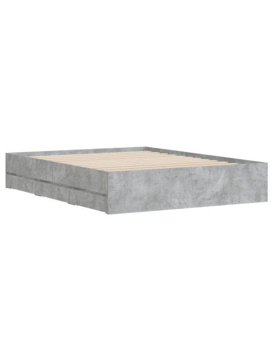 Rám postele se zásuvkami betonově šedý 150 x 200 cm kompozit