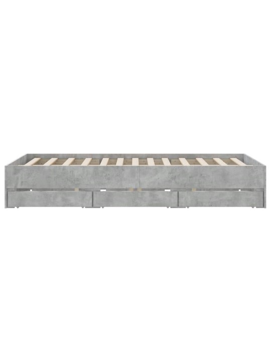 Rám postele se zásuvkami betonově šedý 150 x 200 cm kompozit