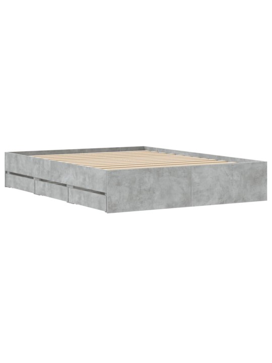 Rám postele se zásuvkami betonově šedý 150 x 200 cm kompozit