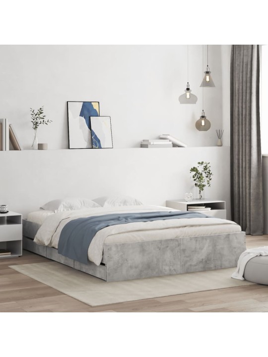 Rám postele se zásuvkami betonově šedý 150 x 200 cm kompozit