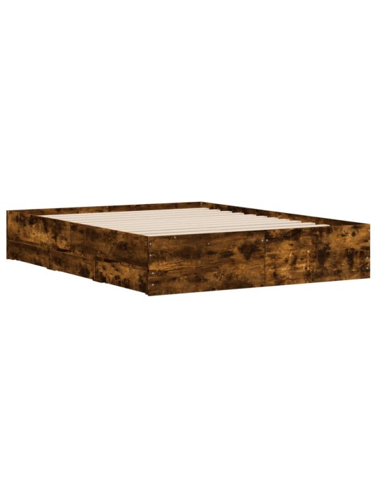 Rám postele se zásuvkami kouřový dub 150 x 200 cm kompozit
