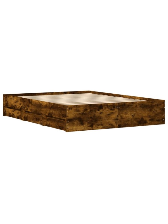 Rám postele se zásuvkami kouřový dub 150 x 200 cm kompozit