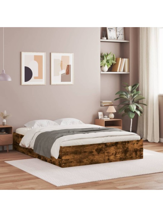 Rám postele se zásuvkami kouřový dub 150 x 200 cm kompozit