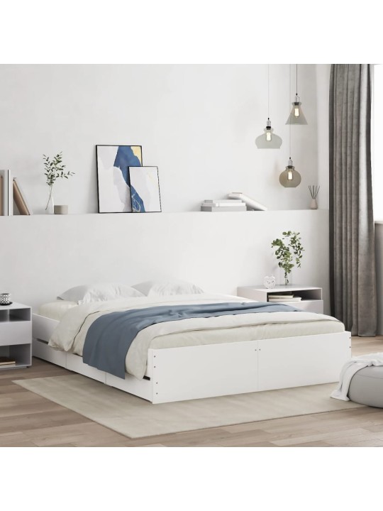 Rám postele se zásuvkami bílý 140 x 200 cm kompozitní dřevo