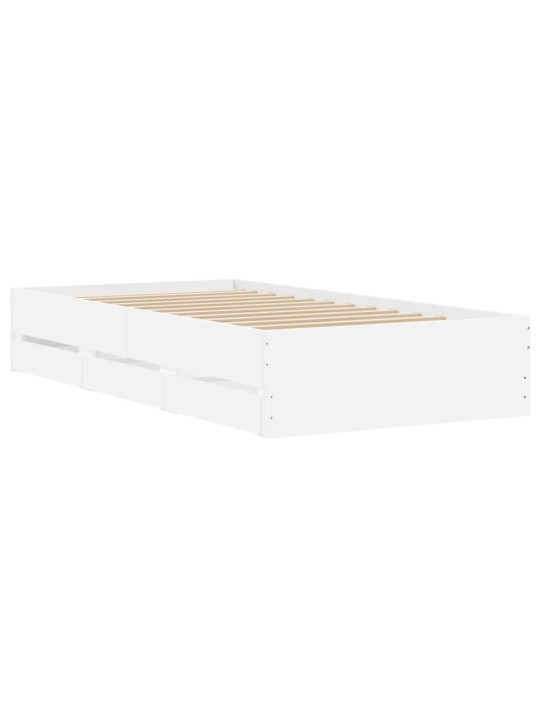 Rám postele se zásuvkami bílý 100 x 200 cm kompozitní dřevo