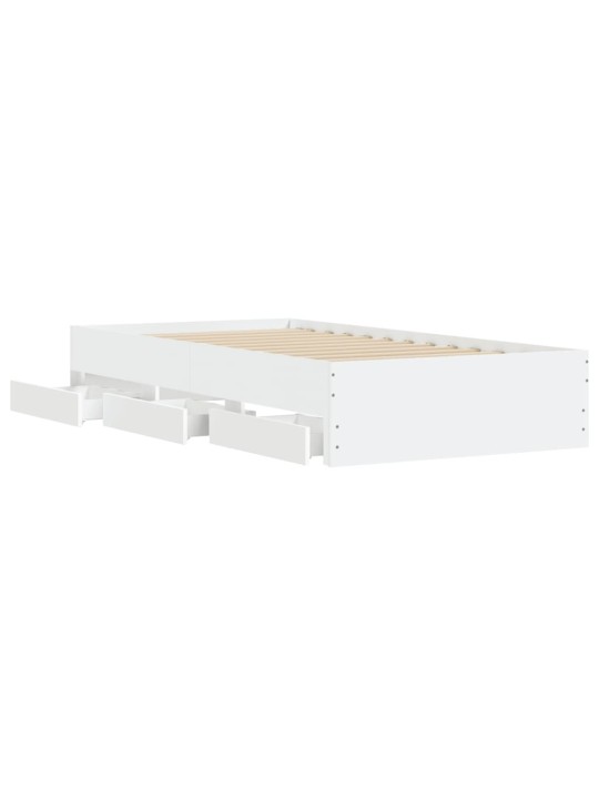 Rám postele se zásuvkami bílý 100 x 200 cm kompozitní dřevo