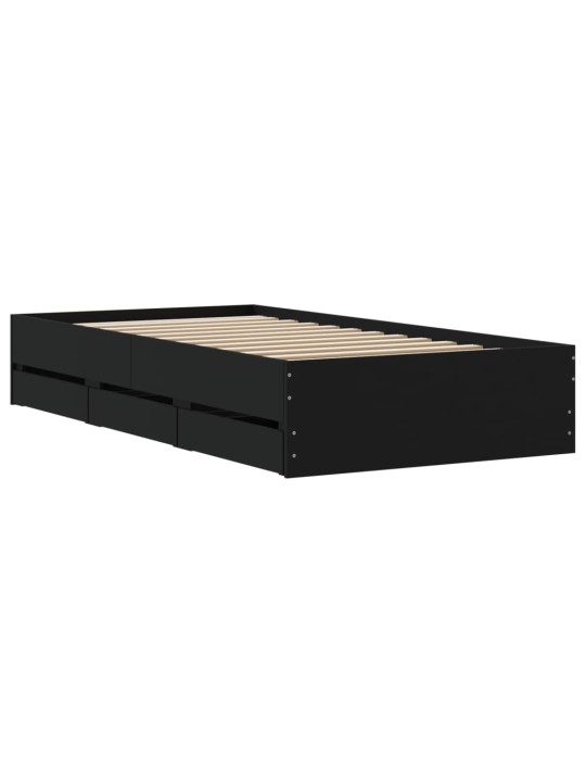 Rám postele se zásuvkami černý 100 x 200 cm kompozitní dřevo