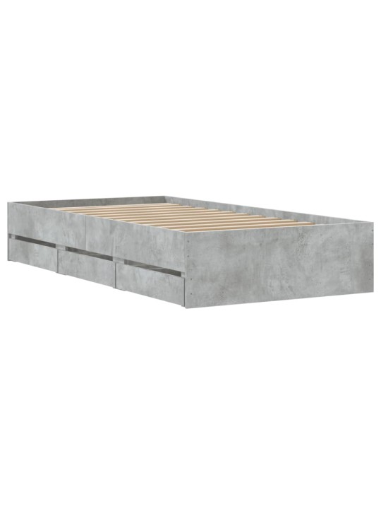 Rám postele se zásuvkami betonově šedý 100 x 200 cm kompozit