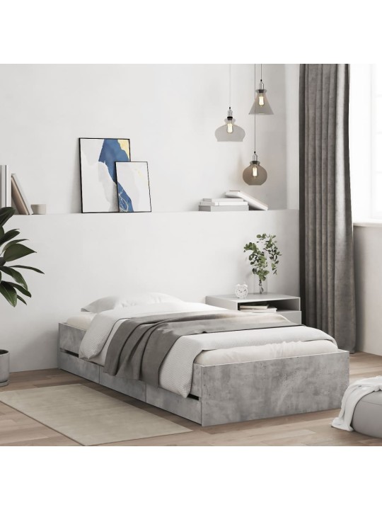 Rám postele se zásuvkami betonově šedý 100 x 200 cm kompozit