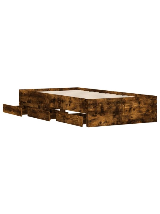 Rám postele se zásuvkami kouřový dub 100 x 200 cm kompozit
