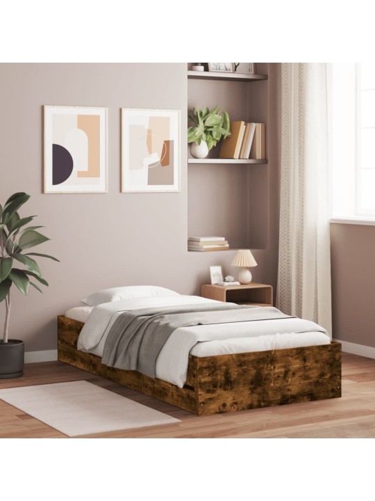 Rám postele se zásuvkami kouřový dub 100 x 200 cm kompozit