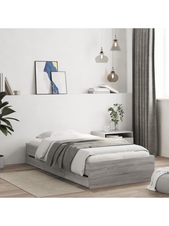 Rám postele se zásuvkami šedý sonoma 100 x 200 cm kompozit