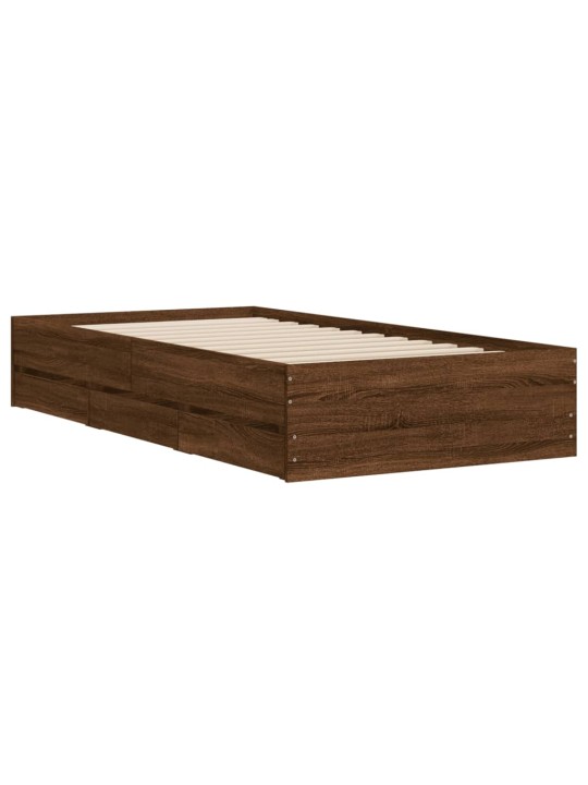 Rám postele se zásuvkami hnědý dub 100x200 cm kompozitní dřevo