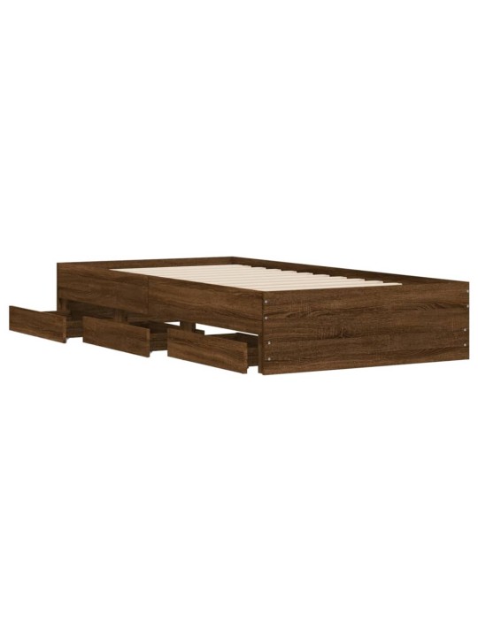 Rám postele se zásuvkami hnědý dub 100x200 cm kompozitní dřevo