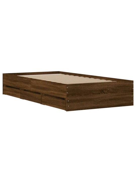 Rám postele se zásuvkami hnědý dub 100x200 cm kompozitní dřevo