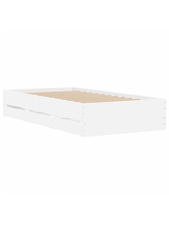 Rám postele se zásuvkami bílý 90 x 200 cm kompozitní dřevo