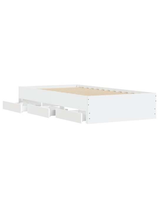 Rám postele se zásuvkami bílý 90 x 200 cm kompozitní dřevo